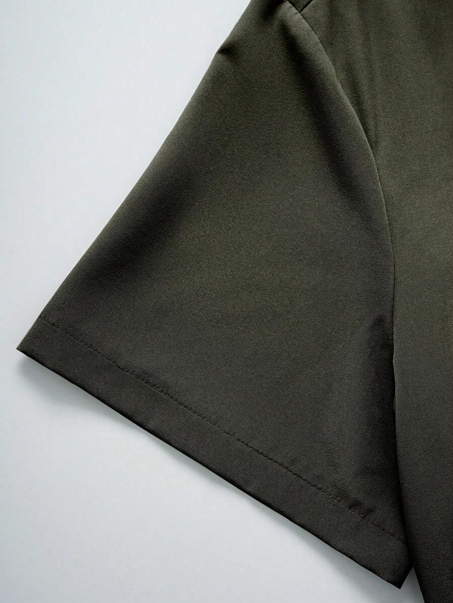 Chemise jacquard ample à manches courtes pour homme - Décontracté et urbain