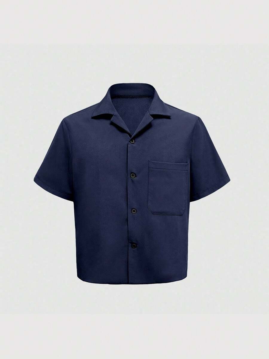 Chemise jacquard ample à manches courtes pour homme - Décontracté et urbain