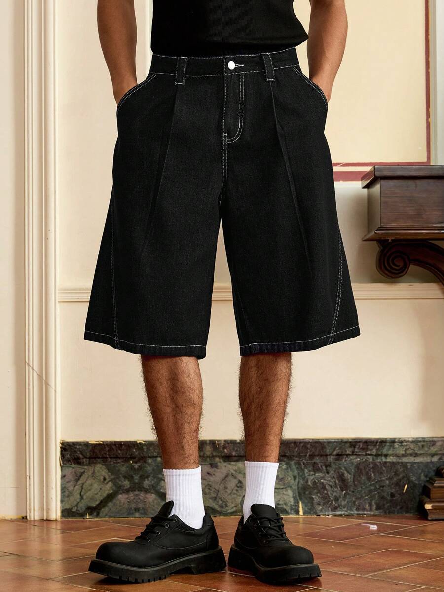 Bermuda en denim décontracté pour homme – Coupe streetwear ample