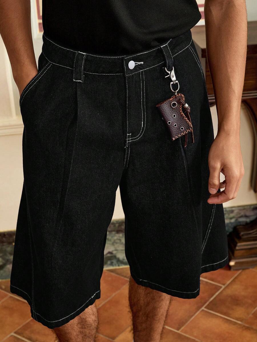 Bermuda en denim décontracté pour homme – Coupe streetwear ample