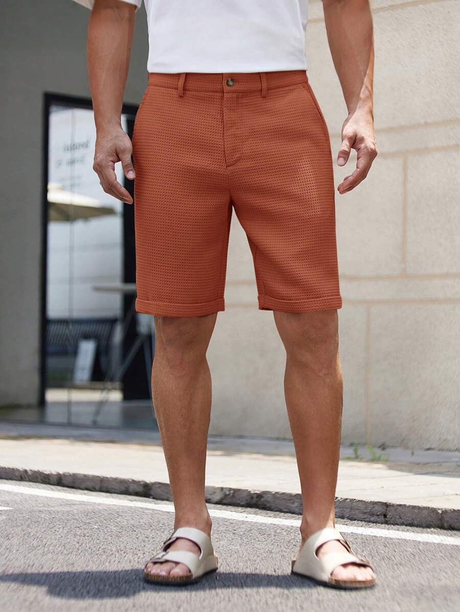 Bermuda droit tissé taille mi-haute – Short décontracté pour homme
