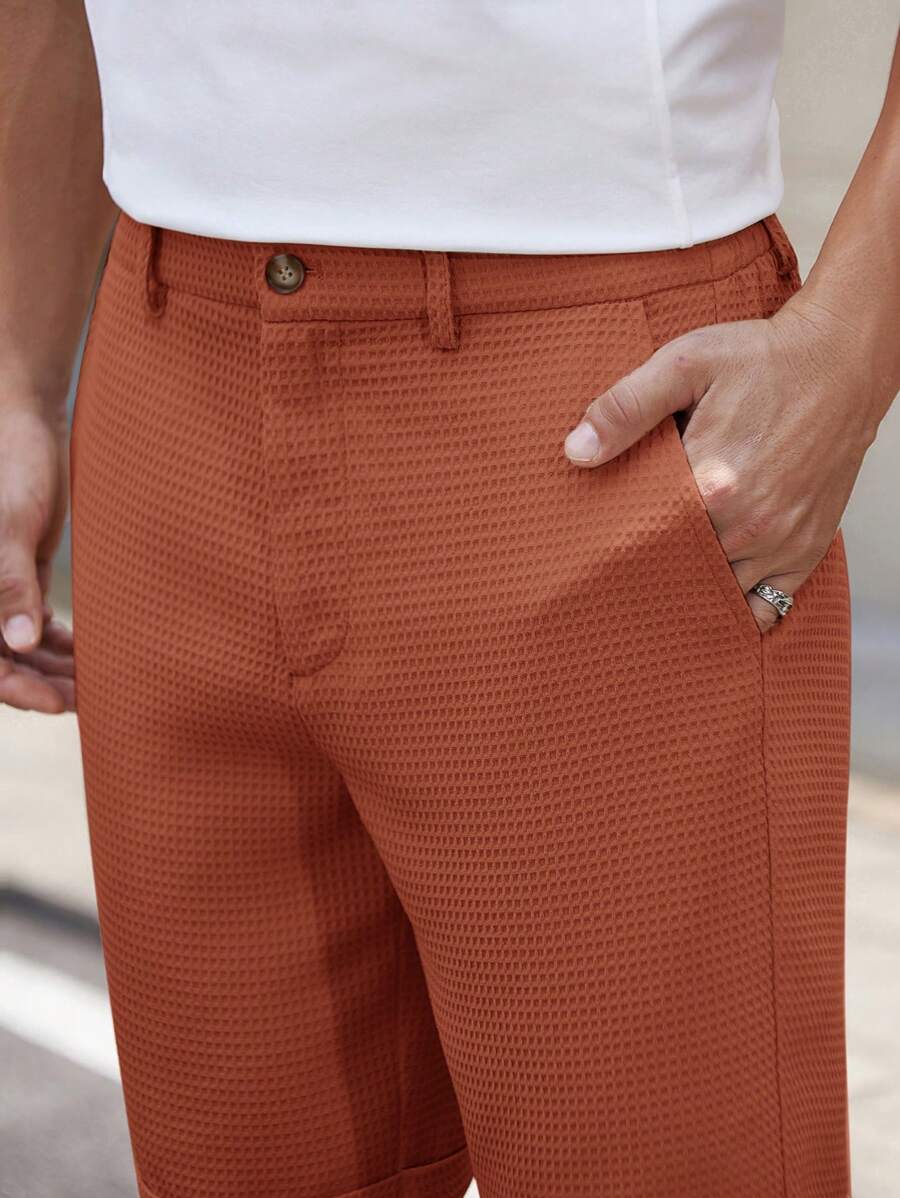 Bermuda droit tissé taille mi-haute – Short décontracté pour homme