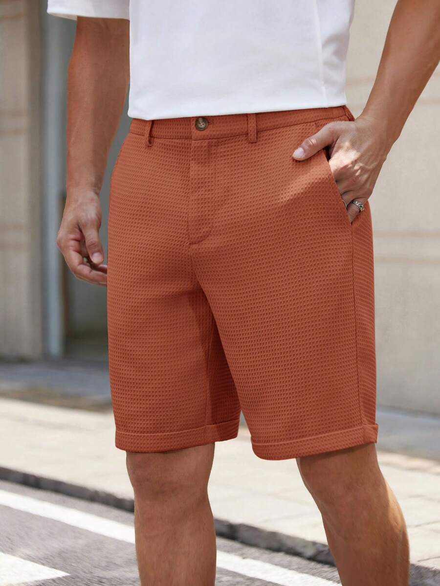 Bermuda droit tissé taille mi-haute – Short décontracté pour homme