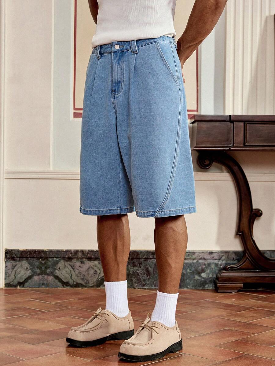 Bermuda en denim décontracté pour homme – Coupe streetwear ample