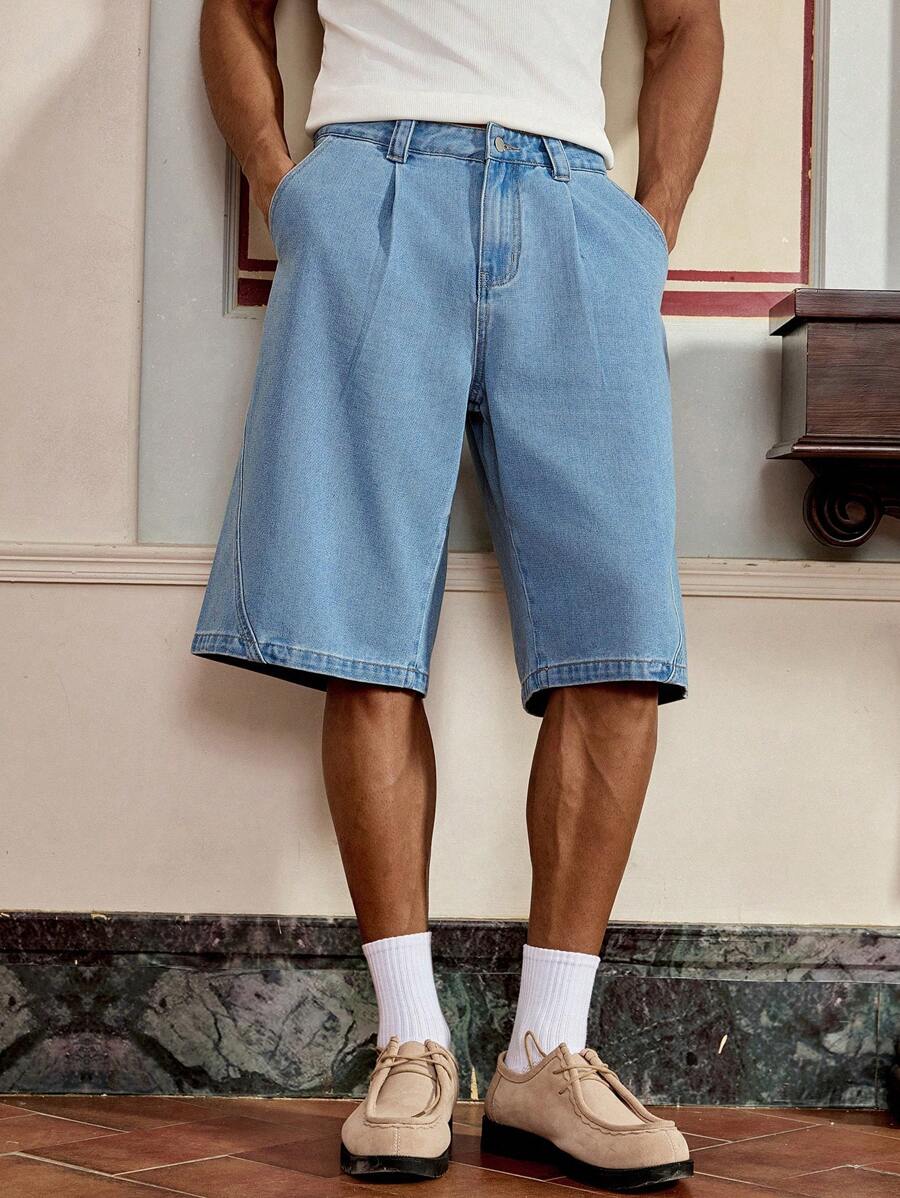 Bermuda en denim décontracté pour homme – Coupe streetwear ample