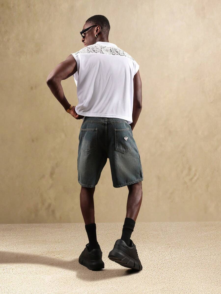 Bermuda en denim style charpentier – Coupe ample pour homme