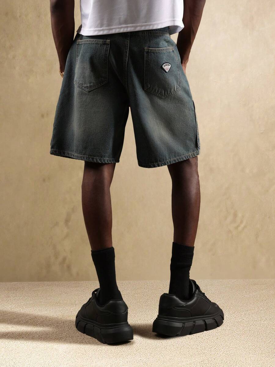 Bermuda en denim style charpentier – Coupe ample pour homme