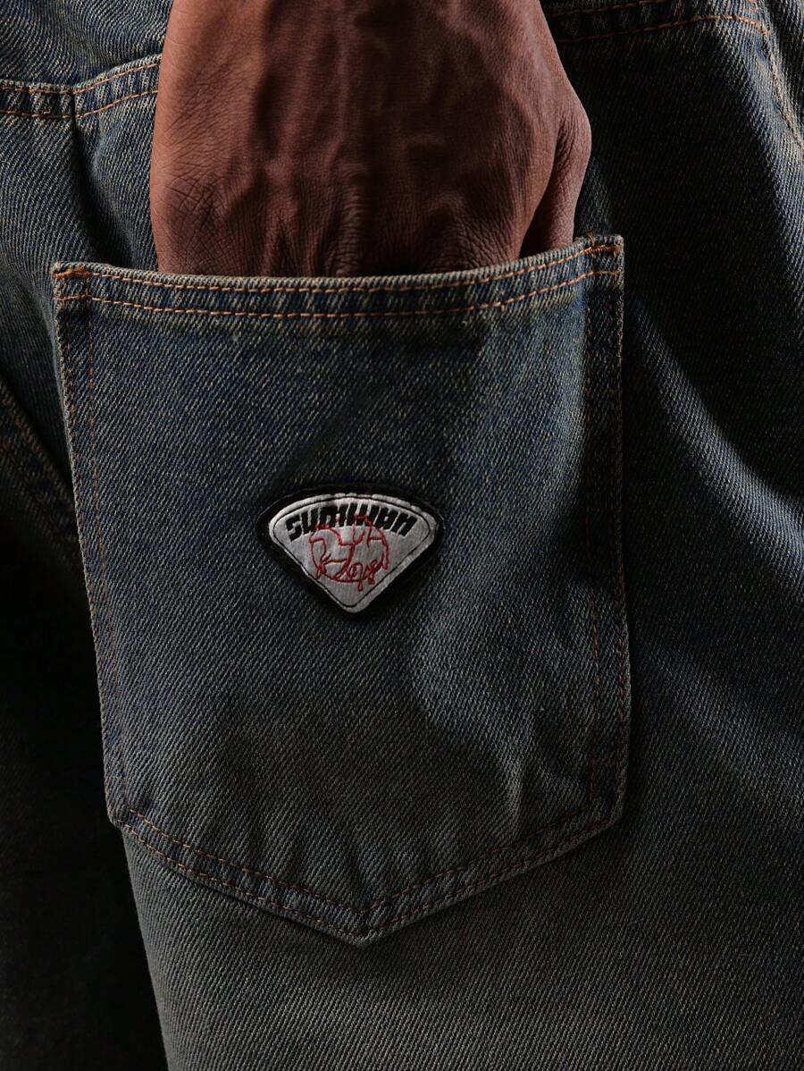 Bermuda en denim style charpentier – Coupe ample pour homme