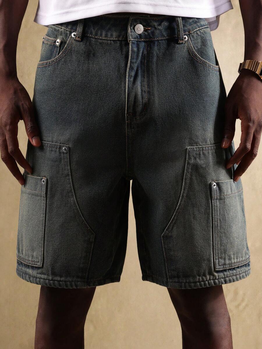 Bermuda en denim style charpentier – Coupe ample pour homme