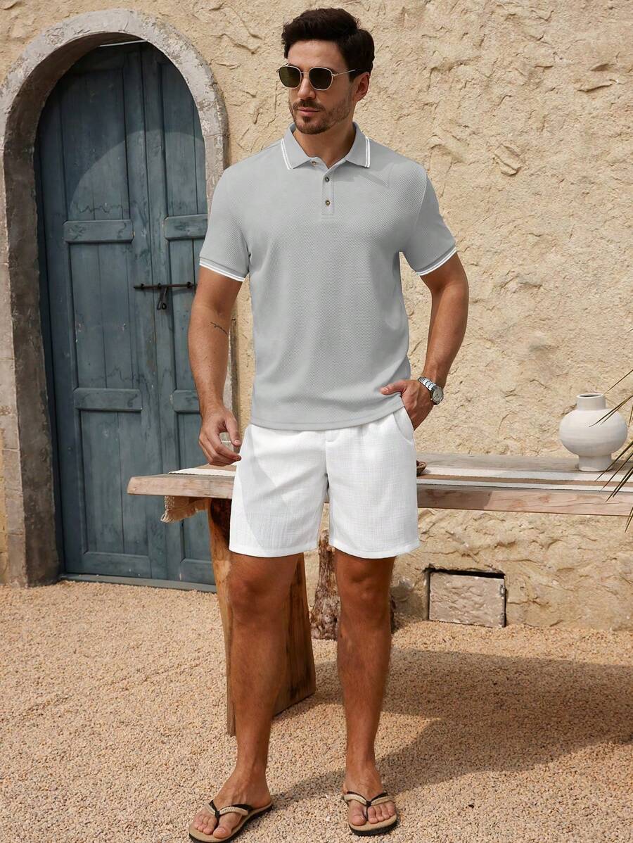 Polo uni à manches courtes - Mode décontractée pour homme en été