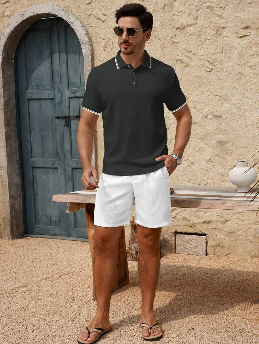 Polo uni à manches courtes - Mode décontractée pour homme en été
