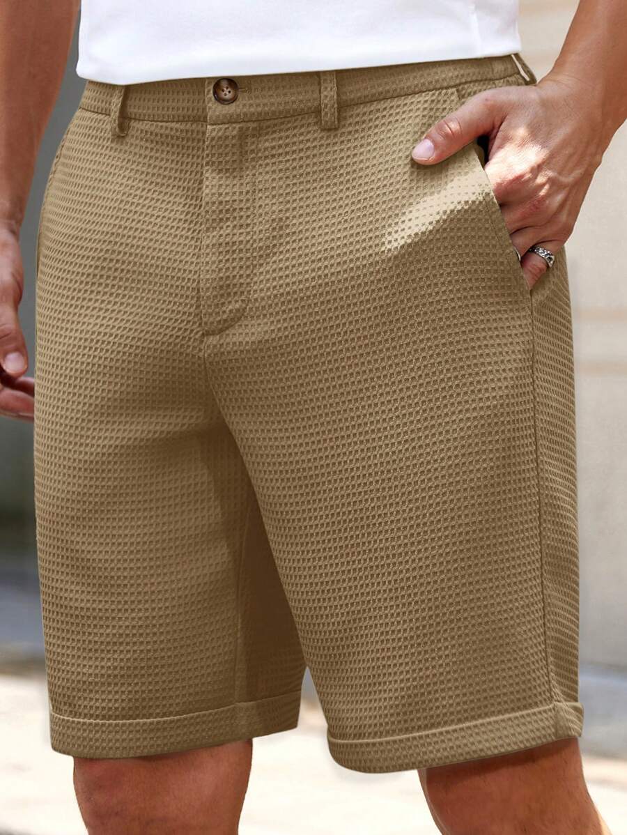Bermuda droit tissé taille mi-haute – Short décontracté pour homme