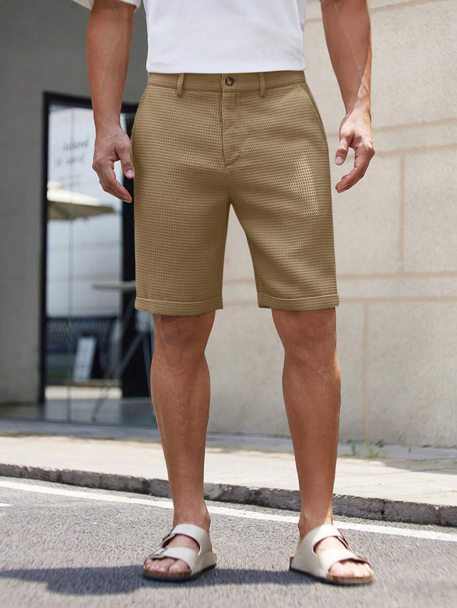 Bermuda droit tissé taille mi-haute – Short décontracté pour homme
