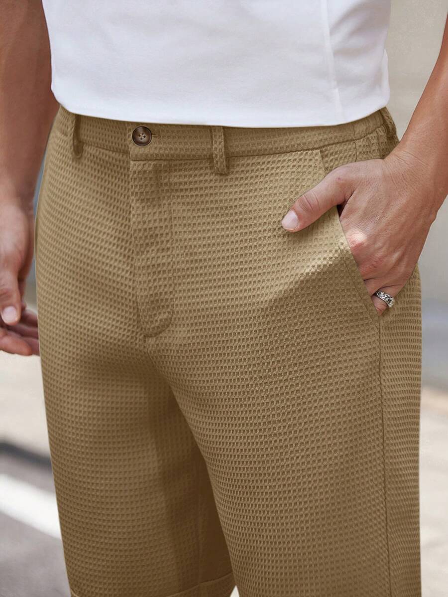 Bermuda droit tissé taille mi-haute – Short décontracté pour homme
