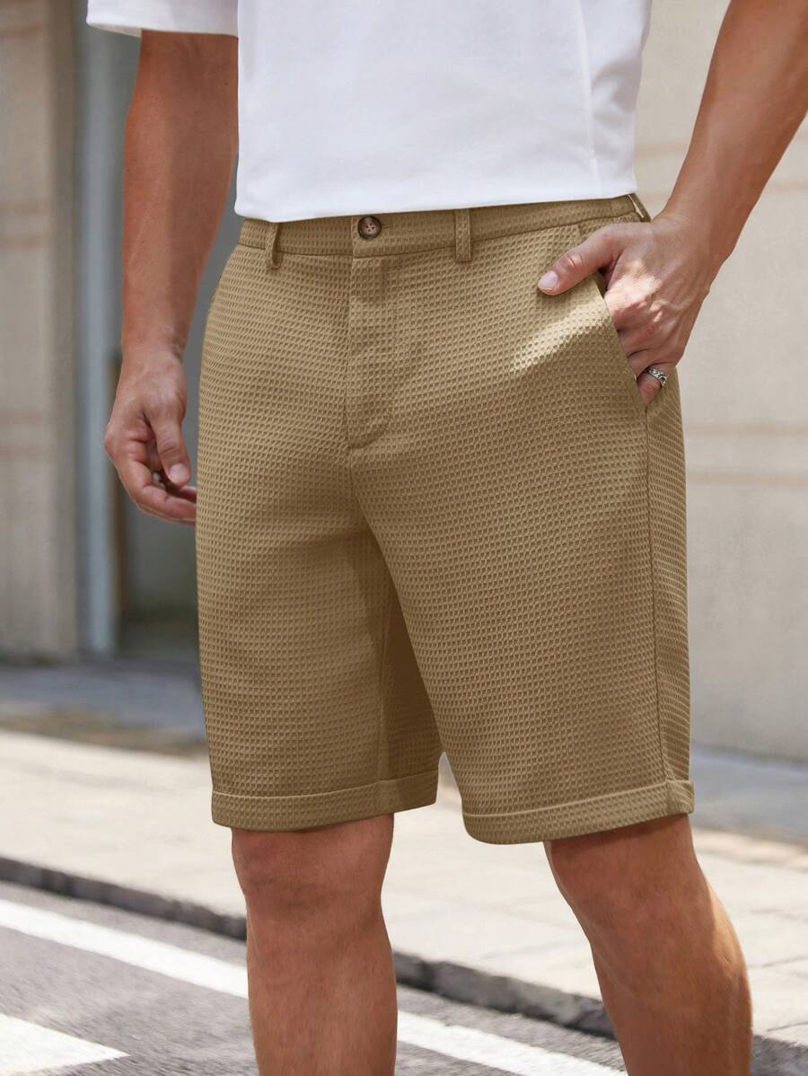 Bermuda droit tissé taille mi-haute – Short décontracté pour homme