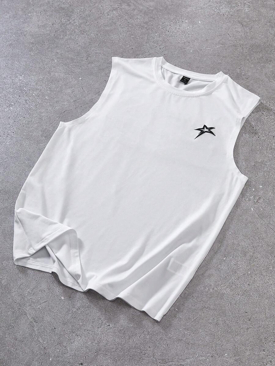 Chemise sans manches à col rond de couleur unie pour homme