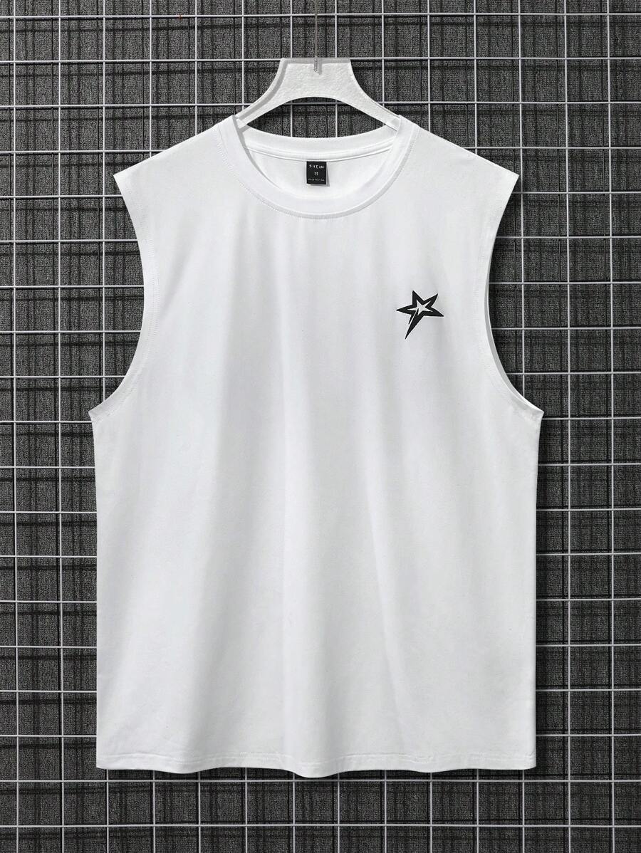 Chemise sans manches à col rond de couleur unie pour homme