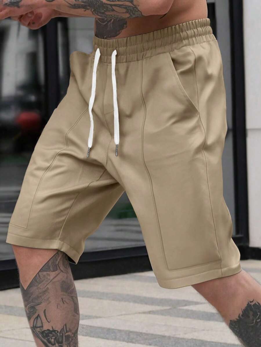 Shorts cargo pour hommes avec taille à cordon de serrage et poches latérales