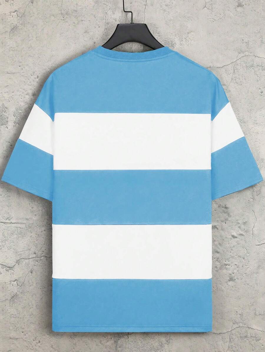 Chemise à col rond manches courtes rayée style casual tendance