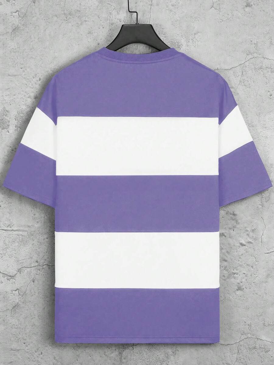 Chemise à col rond manches courtes rayée style casual tendance