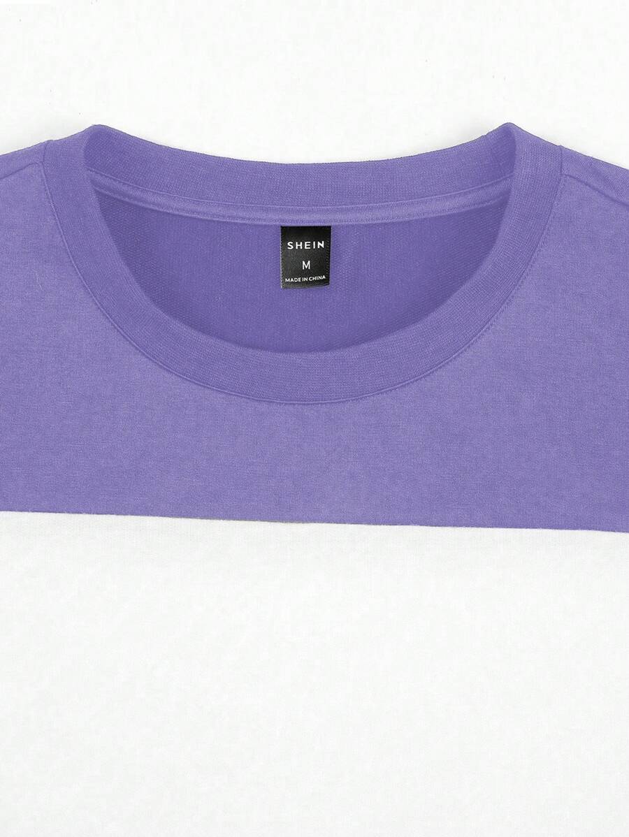 Chemise à col rond manches courtes rayée style casual tendance