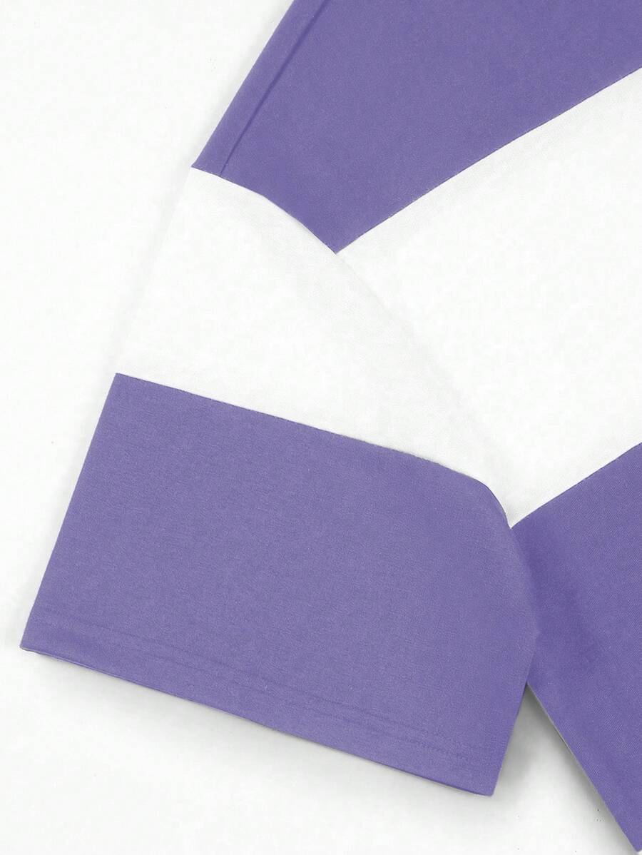 Chemise à col rond manches courtes rayée style casual tendance
