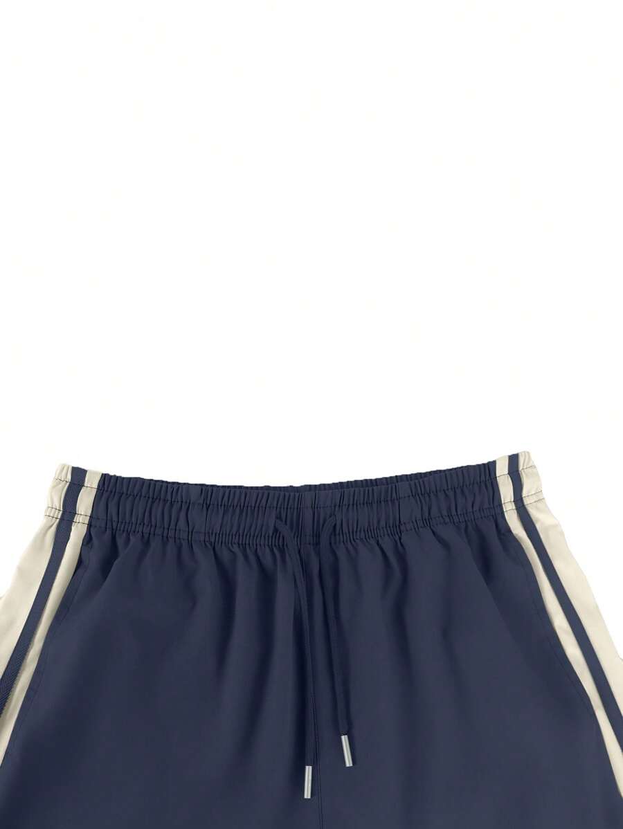 Pantalon d'été ample et respirant pour homme, coupe droite, avec bandes latérales