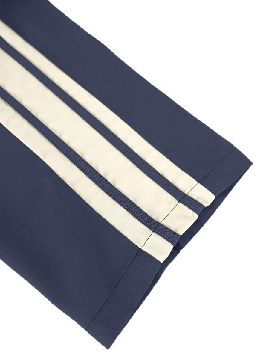 Pantalon d'été ample et respirant pour homme, coupe droite, avec bandes latérales