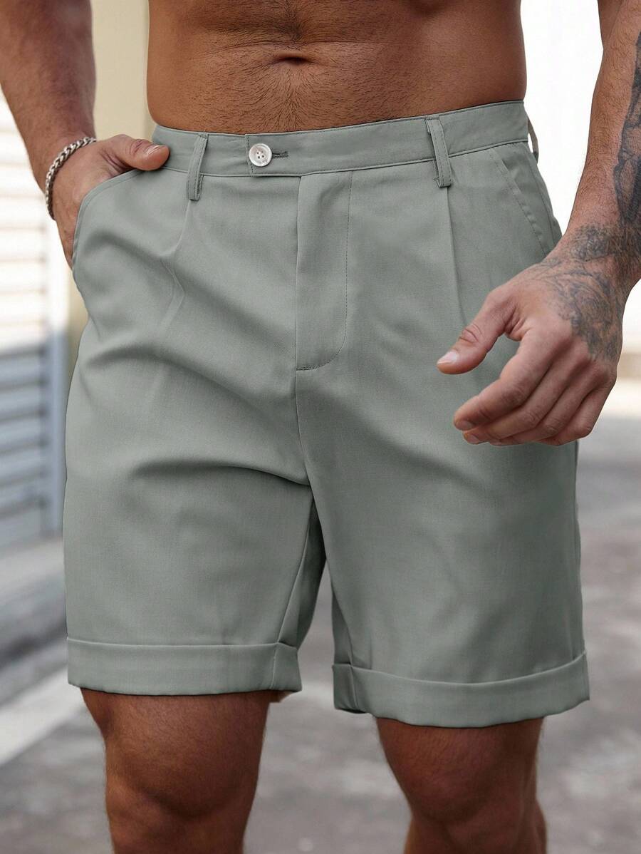 Bermuda coupe droite avec braguette boutonnée – Vêtements décontractés pour homme