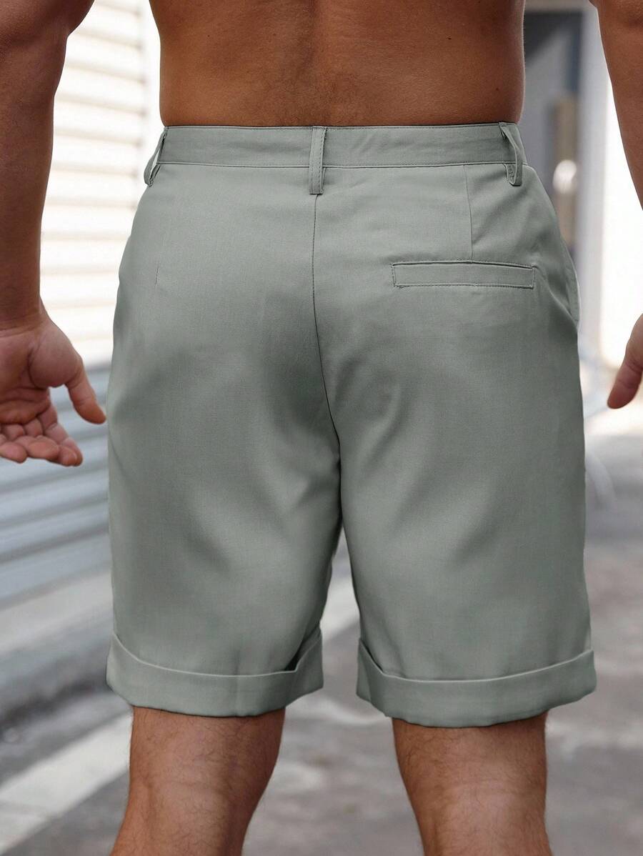 Bermuda coupe droite avec braguette boutonnée – Vêtements décontractés pour homme