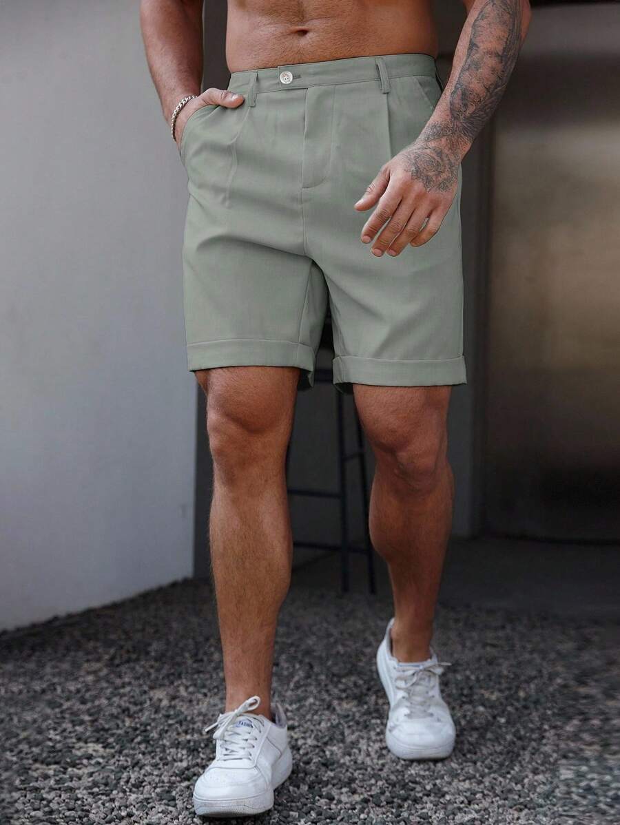Bermuda coupe droite avec braguette boutonnée – Vêtements décontractés pour homme