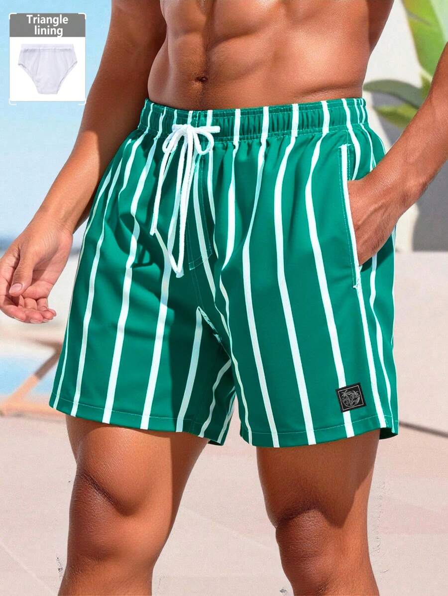 Short décontracté à rayures et taille élastique – Short à séchage rapide pour homme
