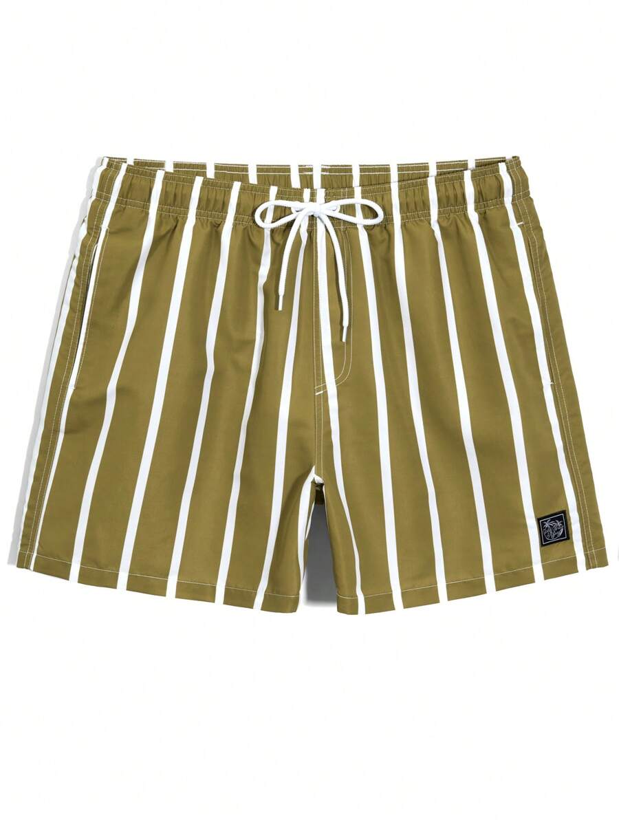 Short décontracté à rayures et taille élastique – Short à séchage rapide pour homme
