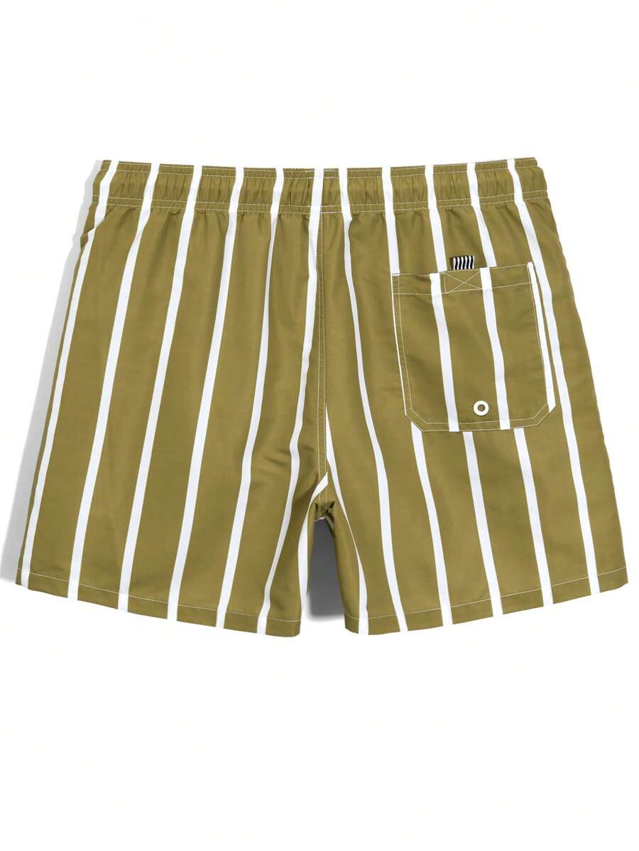 Short décontracté à rayures et taille élastique – Short à séchage rapide pour homme