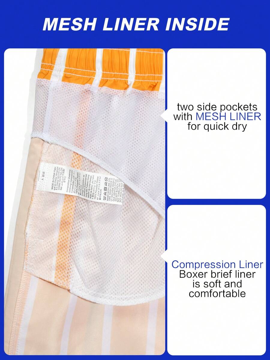 Short décontracté à rayures et taille élastique – Short à séchage rapide pour homme
