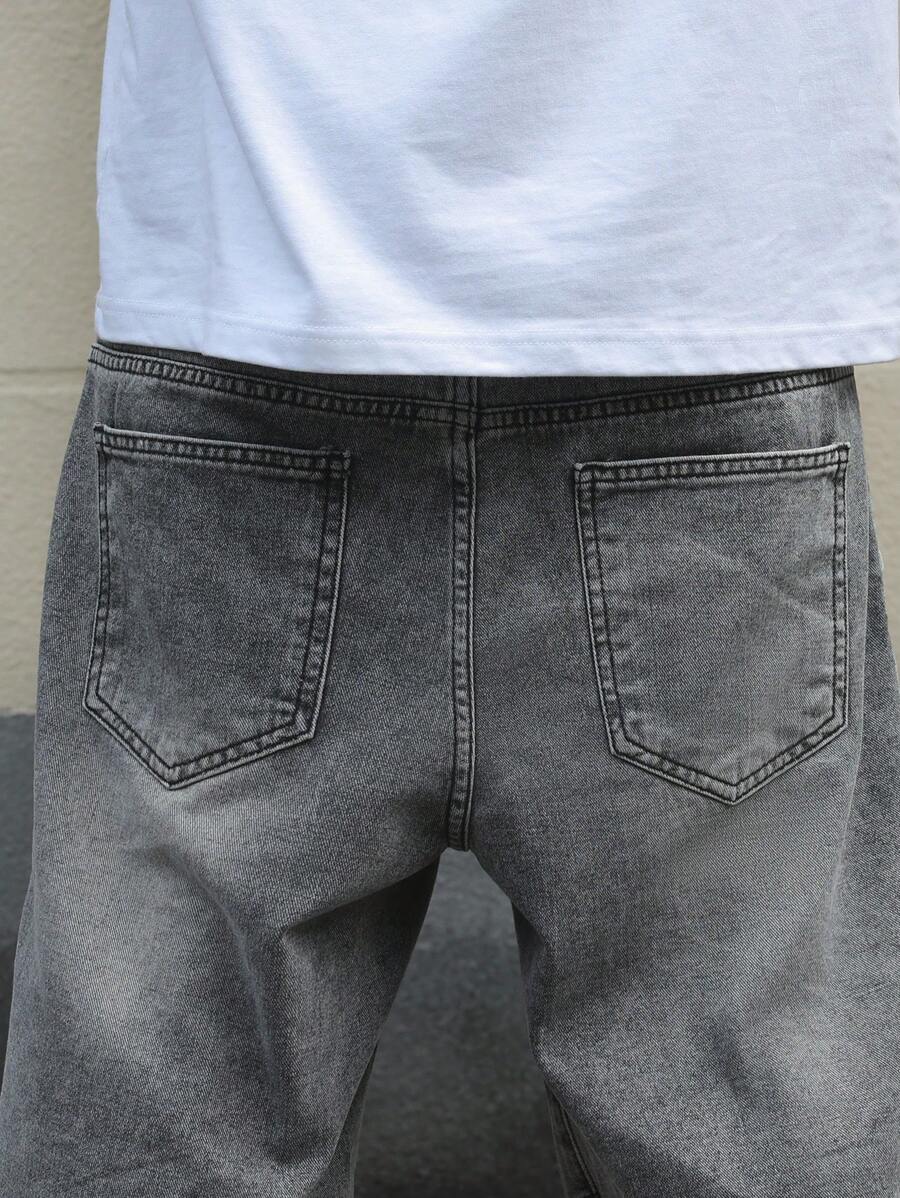 Jorts denim à franges effet usé streetwear casual tendance pour homme