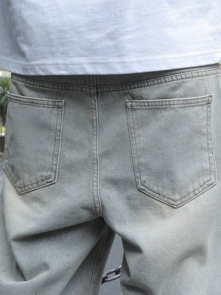 Jorts denim à franges effet usé streetwear casual tendance pour homme