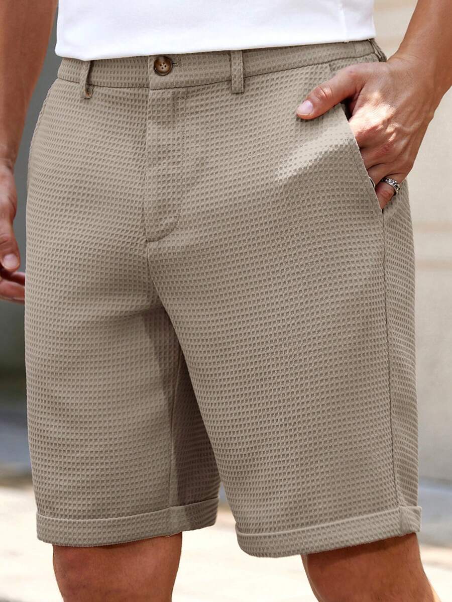 Bermuda droit tissé taille mi-haute – Short décontracté pour homme