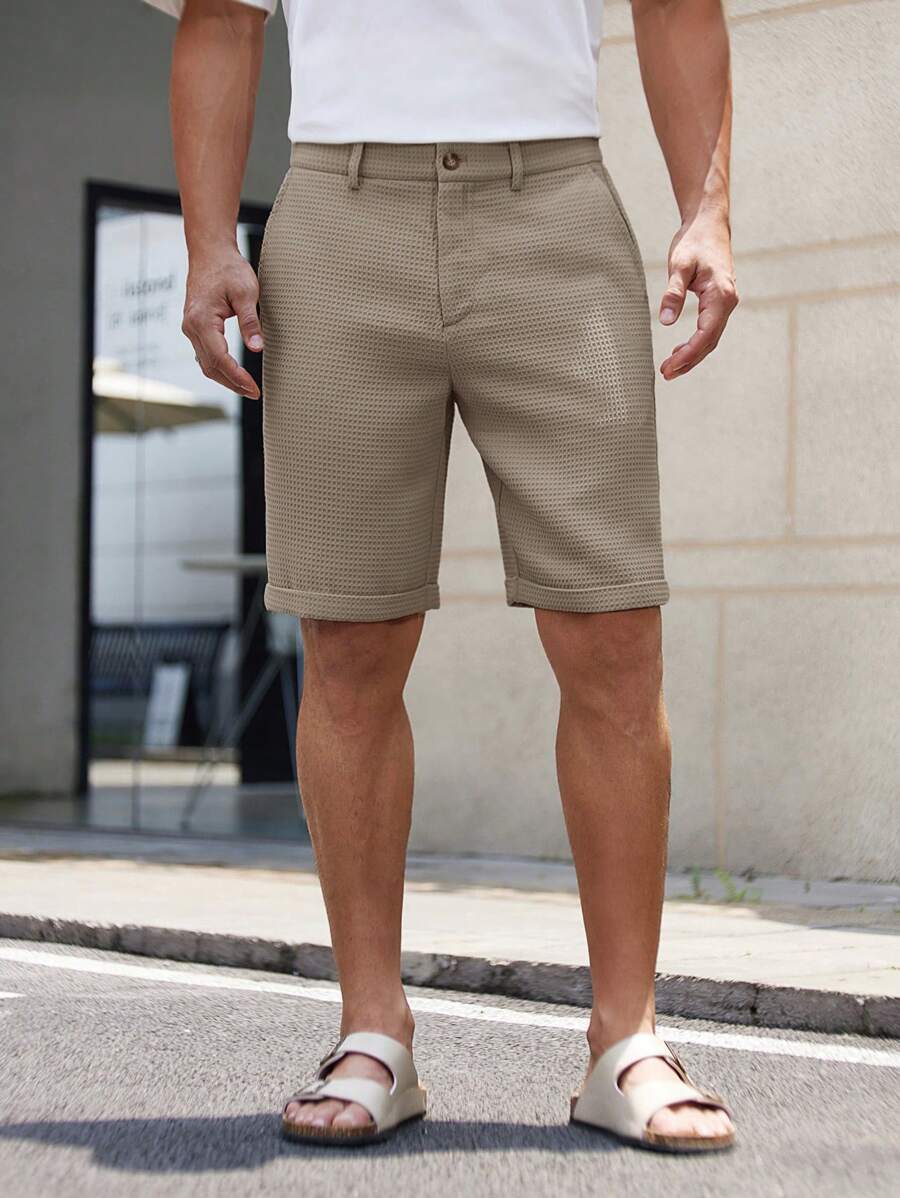 Bermuda droit tissé taille mi-haute – Short décontracté pour homme