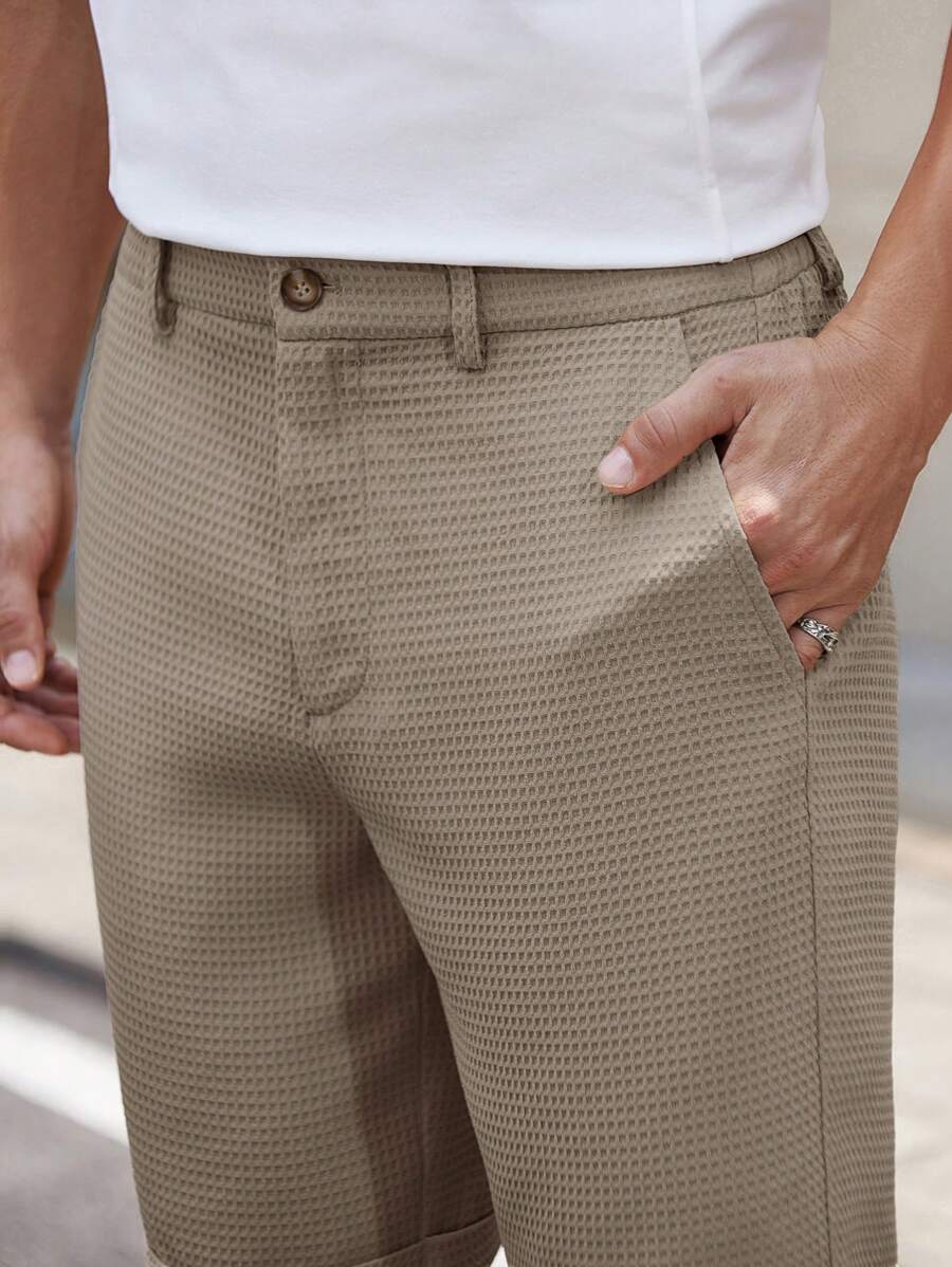 Bermuda droit tissé taille mi-haute – Short décontracté pour homme