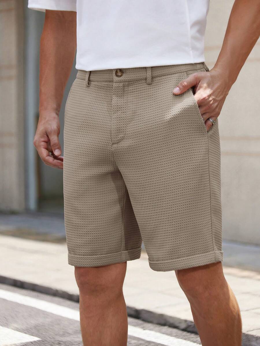 Bermuda droit tissé taille mi-haute – Short décontracté pour homme