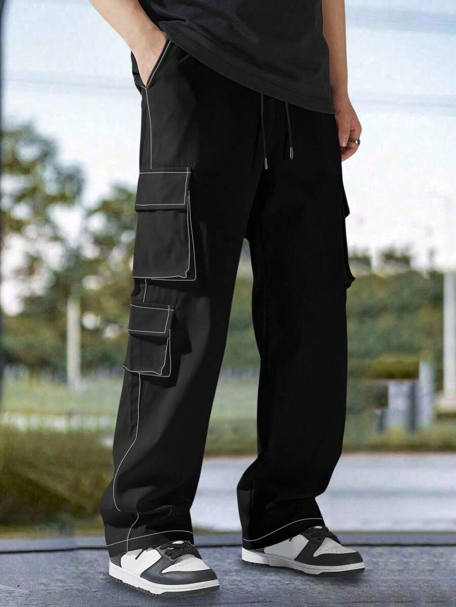 Pantalon cargo utilitaire baggy streetwear avec cordon de serrage