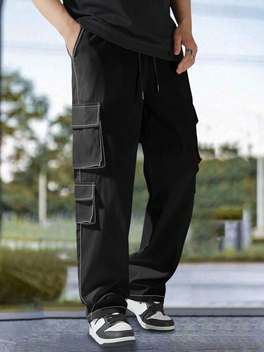 Pantalon cargo utilitaire baggy streetwear avec cordon de serrage