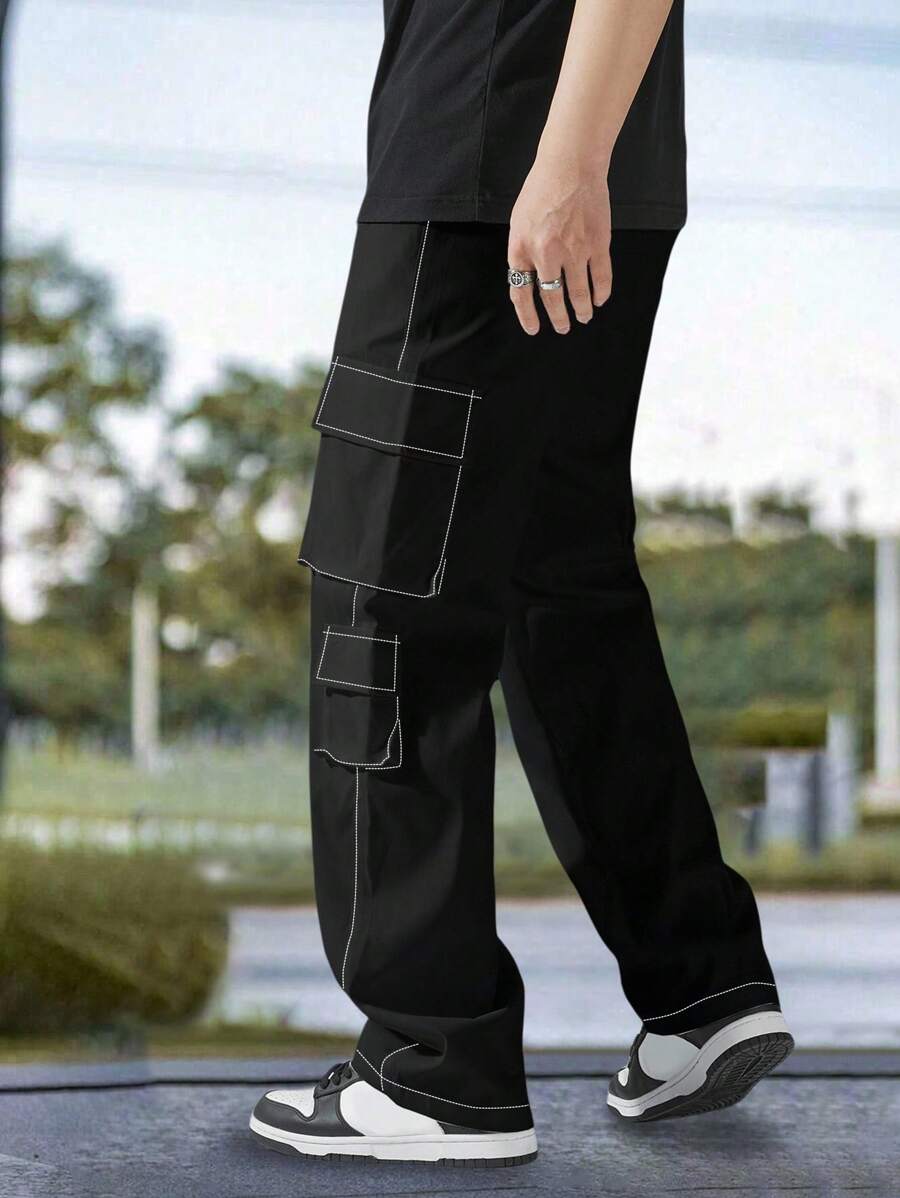 Pantalon cargo utilitaire baggy streetwear avec cordon de serrage