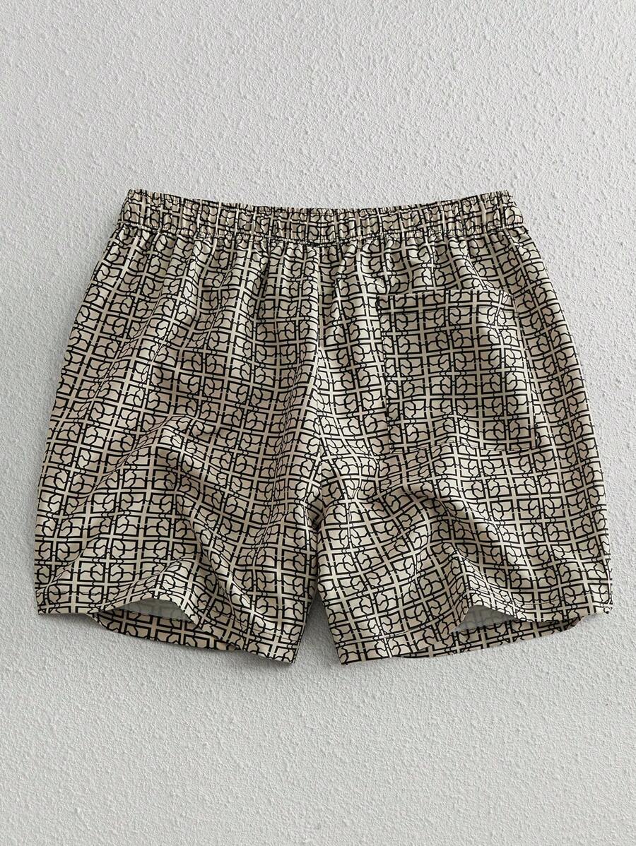 Shorts courts imprimés avec taille à cordon pour hommes décontractés