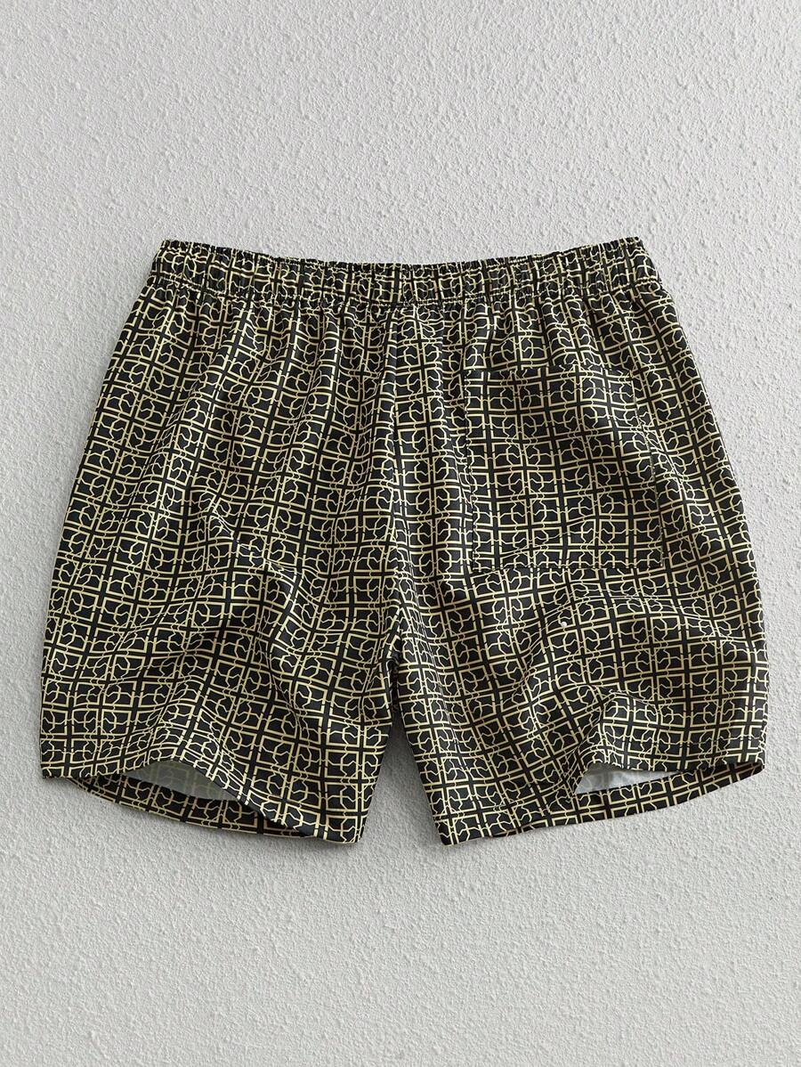 Shorts courts imprimés avec taille à cordon pour hommes décontractés