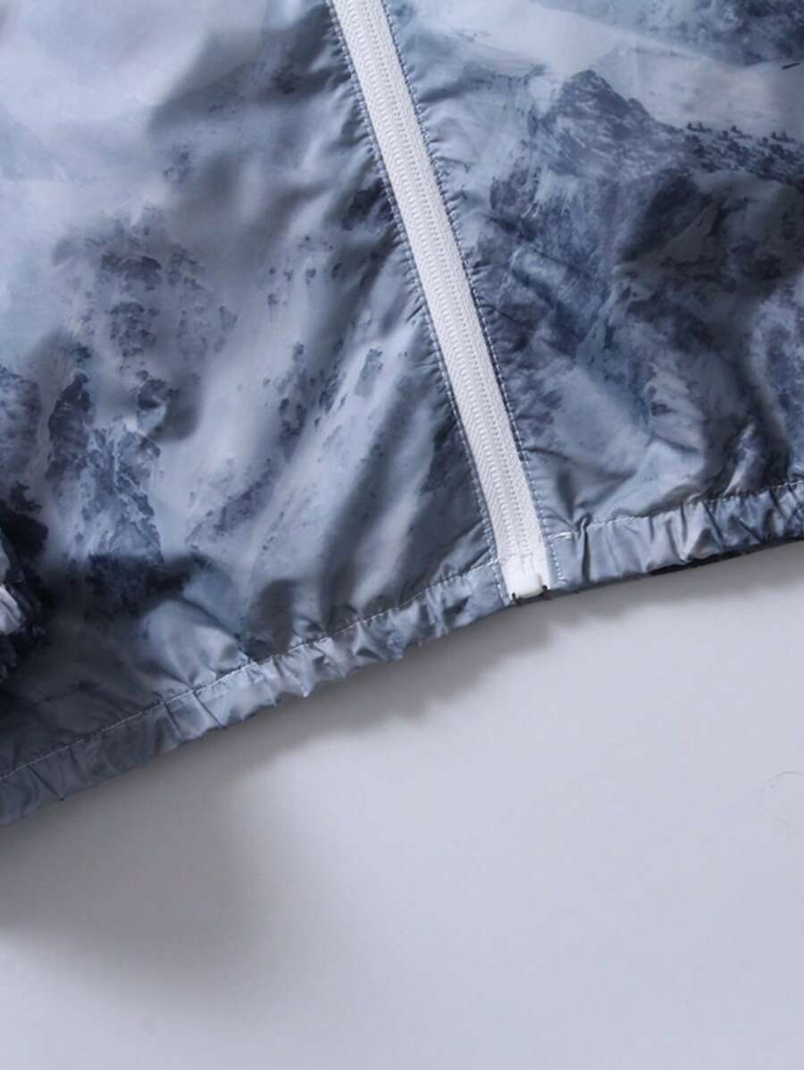Coupe-vent léger et brise-soleil avec motif paysage de montagne pour homme