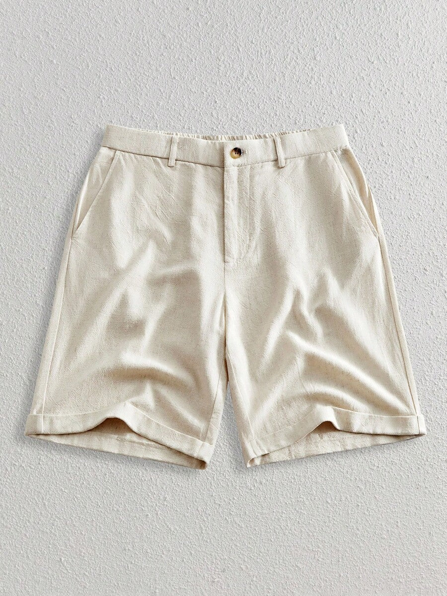 Bermuda droit tissé taille mi-haute – Short décontracté pour homme