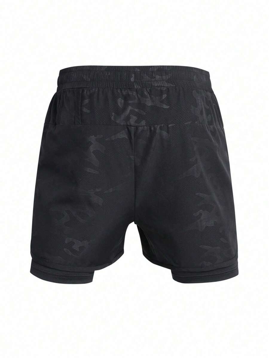 Shorts de sport à taille élastique imprimé lettre et cordon stylé