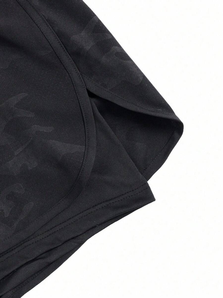 Shorts de sport à taille élastique imprimé lettre et cordon stylé